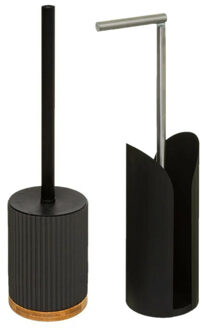 5five WC-borstel - Toiletborstel - met toiletrolhouder set - zwart - badkamer set