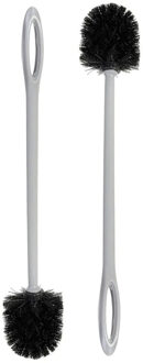 5five WC-/toiletborstel 2x stuks grijs kunststof 46 cm
