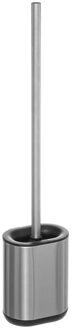 5five WC-/toiletborstel met houder plat - RVS - polypropyleen siliconen kunststof - 53 cm