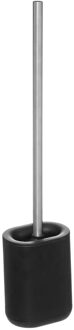 5five WC-/toiletborstel met houder - plat - zwart - polypropyleen kunststof kop - 53 cm
