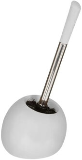 5five WC-/toiletborstel met houder rond wit mat keramiek 36 cm