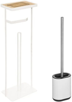 5five WC-/toiletborstel met toiletrolhouder set wit