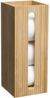 5five Wc/toiletrolhouder reservoir - bruin - 3 rollen - 36 cm - bamboe - Wc-rol houder