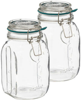 5five Weckpot/inmaakpot Jarro - 2x - 1L - glas - beugelsluiting - D12 x H18 cm