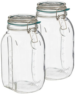5five Weckpot/inmaakpot Jarro - 2x - 2L - glas - beugelsluiting - D15 x H22 cm