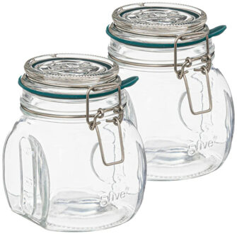 5five Weckpot/inmaakpot Jarro - 2x - 500 ml - glas - beugelsluiting - D11 x H14 cm - Weckpotten Transparant