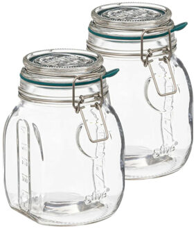 5five Weckpot/inmaakpot Jarro - 2x - 750 ml - glas - beugelsluiting - D12 x H16 cm - Weckpotten Transparant