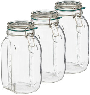 5five Weckpot/inmaakpot Jarro - 3x - 2L - glas - beugelsluiting - D15 x H22 cm