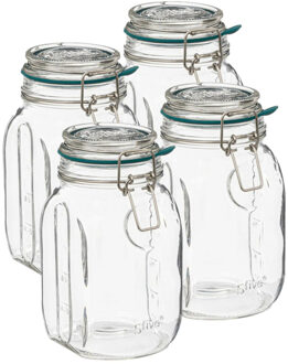 5five Weckpot/inmaakpot Jarro - 4x - 1L - glas - beugelsluiting - D12 x H18 cm