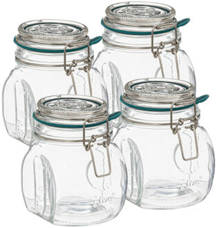 5five Weckpot/inmaakpot Jarro - 4x - 500 ml - glas - beugelsluiting - D11 x H14 cm