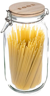 5five Weckpot/voorraadpot - 2L - glas - houten deksel en beugelsluiting - luchtdichte afsluiting