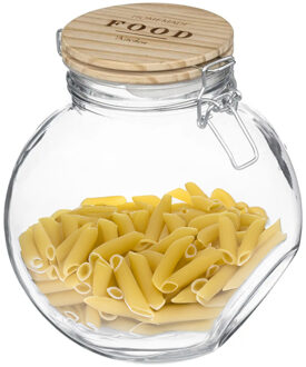 5five Weckpot/voorraadpot - 2x stuks - 2,2L - glas - houten deksel en beugelsluiting - luchtdichte afsluit