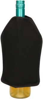 5Five Wijnfles koeler/koelelement hoes - zwart - 22 cm - Flessenkoeler - Wijnkoeler