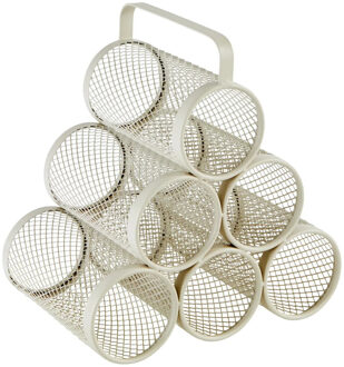 5five wijnflessen rek/wijnrek industrieel - beige - voor 6 flessen - 28 x 18,5 x 25 cm