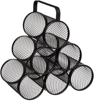 5five wijnflessen rek/wijnrek industrieel - zwart - voor 6 flessen - 28 x 18,5 x 25 cm