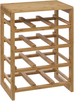 5five Wijnrek - 4-laags - bamboe hout - 12 flessen - 35x24x47 cm
