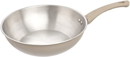 5five wokpan Paris - D28 cm - RVS - aluminium - beige/zilver - pannen