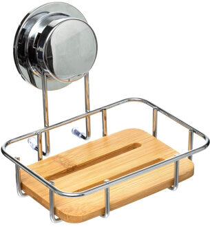 5five Zeepbakje/zeephouder bamboe hout met zuignap