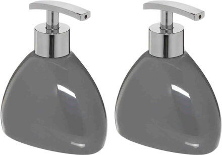 5five Zeeppompje/dispenser - 2x - keramiek - grijs - 300 ml - navulbaar - toilet/badkamer/keuken