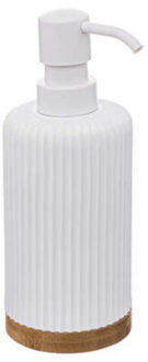 5five Zeeppompje/dispenser - 2x - kunststeen - wit - 270 ml - navulbaar - toilet/badkamer/toilet