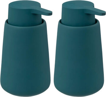 5five Zeeppompje/dispenser Colorama Lotion - 2x - petrol blauw - 8 x 15 cm - 250 ml - kunststeen