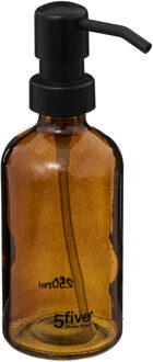 5five Zeeppompje/dispenser - glas - bruin - 250 ml - navulbaar - toilet/keuken/badkamer