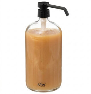 5five Zeeppompje / dispenser - glas - transparant - 900 ml - navulbaar - badkamer - keuken