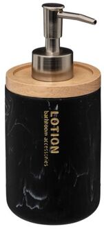 5five Zeeppompje/dispenser Marble Lotion - zwart - 8 x 17 cm - 270 ml - bamboe/kunststeen - Zeeppompjes