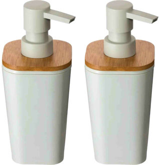 5five Zeeppompje/zeepdispenser - 2x - polyresin - wit - 300 ml - navulbaar - toilet/badkamer/keuken