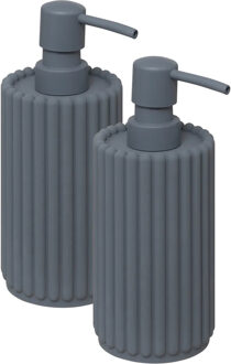 5five Zeeppompje/zeepdispenser - 2x - Roman - antraciet - 350 ml
