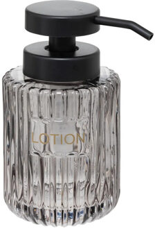 5five Zeeppompje/zeepdispenser - Naples - transparant grijs - 250 ml - glas