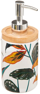 5five Zeeppompje/zeepdispenser - Palawan - wit/zilver - 280 ml