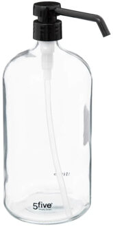 5five Zeeppompje/zeepdispenser van glas - transparant - 1 liter - Zeeppompjes