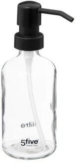 5five Zeeppompje/zeepdispenser van glas - transparant - 250 ml - Zeeppompjes