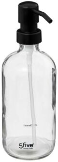 5five Zeeppompje/zeepdispenser van glas - transparant - 450 ml - Zeeppompjes