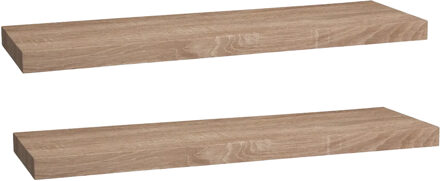 5five Zwevende wandplank Bassline - 2x - bruin eiken - 80 cm - hout - boekenplank - muurplank