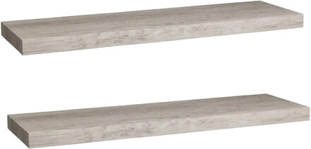 5five Zwevende wandplank Bassline - 2x - grijs eiken - 80 cm - hout - boekenplank - muurplank