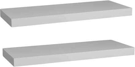 5five Zwevende wandplank Bassline - 2x - wit - 60 cm - hout - boekenplank - muurplank