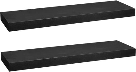 5five Zwevende wandplank Bassline - 2x - zwart - 60 cm - hout - boekenplank - muurplank