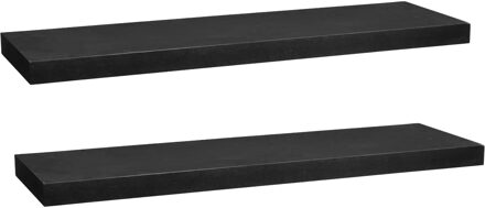 5five Zwevende wandplank Bassline - 2x - zwart - 80 cm - hout - boekenplank - muurplank
