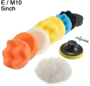 5Inch Auto Polijstschijf 11 Stks/set Zelfklevende Polijsten Waxen Spons Wol Wiel Polijsten Pad Voor Auto Polijstmachine boor Adapter M10