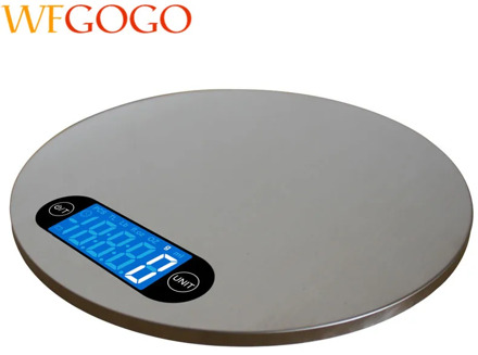 5KG/1g LCD Digital Kitchen Scale Round Shape Stainless Steel Display Electronic Food Scale Kitchen Weight Tool with Hanger