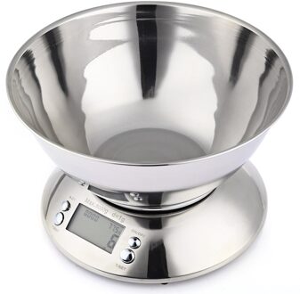 5kg 1g Rvs Keuken Voedsel Schaal LCD Digitale Elektronische Keuken Weegschalen met Kom Alarm Timer Temperatuur sensor