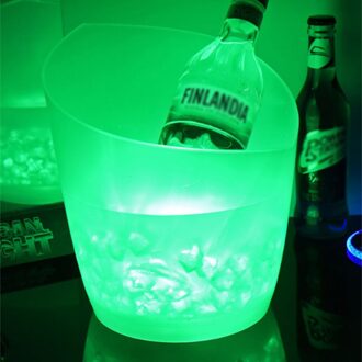 5L 4 Kleur Waterdichte Plastic Led Ijsemmer Bar Nachtclub Licht Up Champagne Whisky Bier Emmer Bars Night Party groen