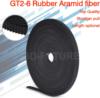 5m/10m//20m/50m/lot GT2-6mm / 10mm open timing belt GT2 belt Rubber Aramid Fiber cut to length for 3D printer wholesale