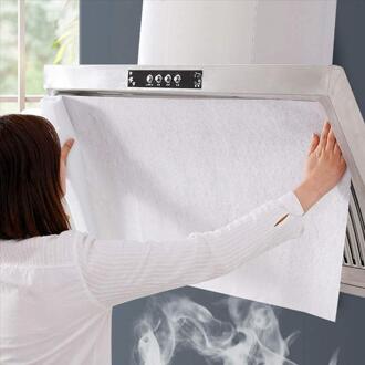 5M/10M 45Cm X 16Cm Afzuigkap Filterpapier Niet-geweven Afzuigkap Vet filter Keuken Levert Olie Absorptie Schoon Koken Mesh 10m wit