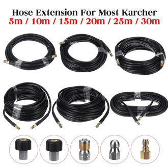 5m-30m High Pressure Water Cleaning Hose Pipe Cord Pressure Washer Replaced Hose 40MPa 5800PSI With 5xAdapter Black For Karcher