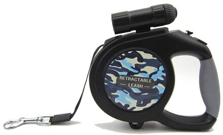 5M/8M Led Zaklamp Wandelen Auto Intrekbare Verwijderbare Hondenriemen Huisdier Tractor Honden Katten Dierbenodigdheden camouflage blauw / 5M