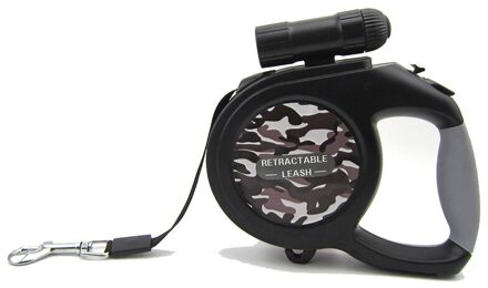 5M/8M Led Zaklamp Wandelen Auto Intrekbare Verwijderbare Hondenriemen Huisdier Tractor Honden Katten Dierbenodigdheden camouflage grijs / 8M