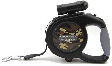 5M/8M Led Zaklamp Wandelen Auto Intrekbare Verwijderbare Hondenriemen Huisdier Tractor Honden Katten Dierbenodigdheden camouflage groen / 5M